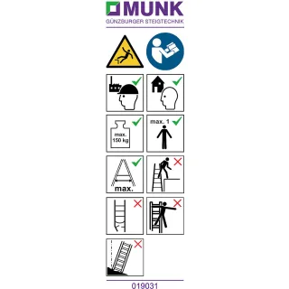 Munk Hinweis-Aufkleber für ML-Stehleitern einseitig begehbar - 019150