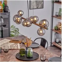 hofstein Pendelleuchte Hängelampe aus Metall/Glas in Schwarz/Rauchfarben, ohne Leuchtmittel, Hängeleuchte im Retro/Vintage-Design mit Glasschirmen, 10 x G9