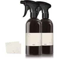 Oputec Sprühflasche 2 x 500ml Sprühflasche aus Kunststoff Schwarz zum Befüllen + Etiketten