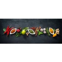 artissimo Glasbild Bild Küche 125x50 cm groß / Wandbild aus Glas / moderne Küchendeko, Küchenbild: frische Gewürze und Kräuter
