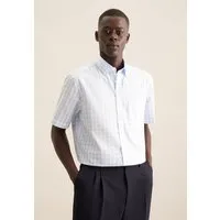 seidensticker Businesshemd Regular Regular 1/2 Button-Down-Kragen Karo
