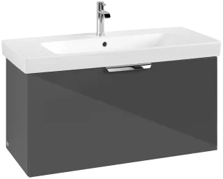 Villeroy & Boch Set LineUp 1000mm mit Spiegelschrank Glossy Grey S00807FPR1