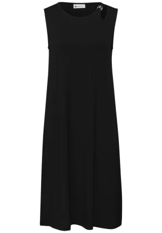 Street One - Knielanges Kleid mit Schnallendetail schwarz - Gr. - 34