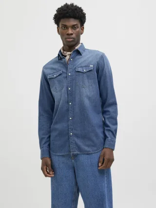 JACK&JONES - JJESHERIDAN SHIRT L/S NOOS Medium Blue Denim - Gr. - S