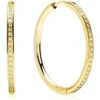 Unique Paar Creolen Edelstahl in Gold mit Zirkonia 3 cm Durchmesser E5119-30