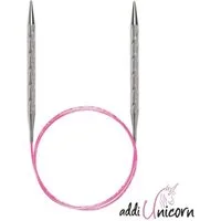 addi Rundstricknadeln addiUnicorn Basic Metall Rundstricknadeln, Länge 60 - 150 cm, Stricknadel in Wellenform in verschiedenen Stärken, Rundstricknadel, Metall, pinkes Seil, Unicorn-Spitzen