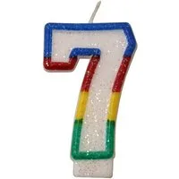 HH-Haushalt Geburtstagskerze Tortenkerze Kerzenzahl "7" Bunt glitzernd mit Halter