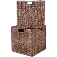 VIVANNO Regalkorb Wasserhyazinthe NEW ASIA Sets Würfel - Braun Geflochten (Set, 2 St), 32x32x32 cm