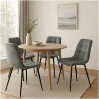 HTI-Living Polsterstuhl Esszimmerstuhl 4er Set Grau Mesa (Set, 4 St), Polsterstuhl Samt