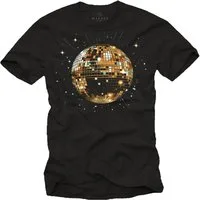 MAKAYA T-Shirt Herren Disco Motiv 60er 70er 80er Jahre Woodstock Style Musik Geschenke