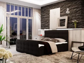 Boxspringbett Bett HUGO -Variante B- 180x200cm Schwarz inkl.Bettkasten