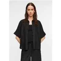 comma Kurzarmbluse Bluse Oversized Kurzarmhemdbluse aus Leinenmix