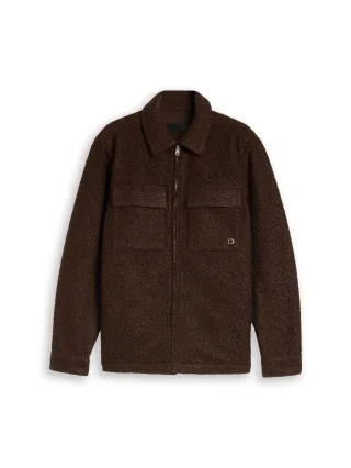 Denim Tom Tailor - Bouclé Overshirt mit Reißverschluss cool dark brown melange - Gr. - XL