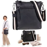 Alessandro Salvatore Handtasche Leder Tasche Umhängetasche Schultertasche Echtleder, Ledertasche Lederhandtasche Damentasche Umhänger Torino 12978 + Etui