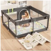 MC Star Laufstall Baby 120 x 120 cm (ideal für den Innenbereich, Großer Baby Laufgitter), Sicherheit Spielplatz Kinder mit Netzdesign