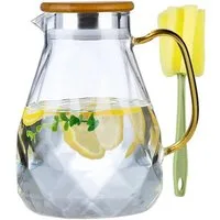 FELIXLEO Karaffe Karaffe aus Borosilikatglas mit Deckel und Ausgießer-2L Glass Jug, (1-tlg)