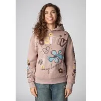 SUBLEVEL Kapuzenpullover Damen Hoodie mit auffälligen Prints Sweater, Kapuzensweatshirt mit seitl. Eingrifftaschen