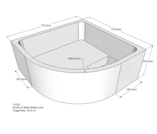 Neuesbad Wannenträger für Bette Corner 80x80x15 Viertelkreis SD21165