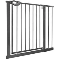 FIVMEN Treppenschutzgitter Türschutzgitter Treppengitter ohne bohren für Kindersicherheit, 76cm Hoch Weiß/Schwarz aus Metall