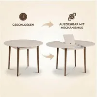 Skye Decor Esstisch Viola, Funktional Tisch mit ausziehbarer Tischplatte, Rund, Platzsparend