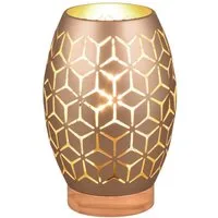 Reality Leuchten LED Nachttischlampe, Dimmfunktion, über Schalter in 3 Stufen dimmbar, LED wechselbar, warmweiß, klein-e besondere Tischbeleuchtung mit Holz-fuß Fensterbank, H 21cm