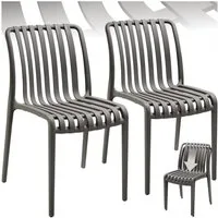 tectake Gartenstuhl Balkonstuhl, stapelbar, Belastbarkeit 110 kg, 47 x 58 x 80,5 cm (Terrassenstuhl Alcudia für Außen in Antrazit, 2 St), wetterfest und UV-beständig, pflegeleicht, rutschfeste Gummischoner