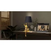 näve Tischleuchte Helge Hase, ohne Leuchtmittel, Osterhase, Keramikfuß, Textilschirm schwarz, Ostern, Tischlampe