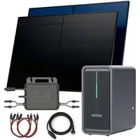 SUNNIVA Balkonkraftwerk 1000W mit 2,24 kWh Speicher MARSTEK B2500-D, (BIFAZIAL FULLBLACK komplett Steckdose, PV Solaranlage Komplettset mit Solarspeicher, 2x 500W N-Type Glas-Bifacial Module)
