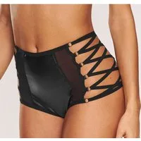 petite fleur gold High-Waist-Slip aus Lederimitat mit aufregenden Bänderdetails, Reizwäsche