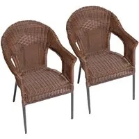MERXX Gartensessel Ravenna (Set, 2-St), 2er Set, Polyrattan, stapelbar, braun