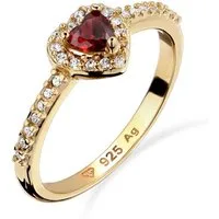 Elli Fingerring Herz Swarovski® Kristalle Zirkonia Rot 925 Sterling Silber vergoldet
