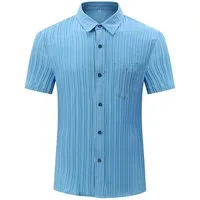 Allthemen Kurzarmhemd Herren Sommerhemd mit 3D Wellenstruktur Freizeithemd Relaxed Fit