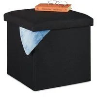 relaxdays Sitzhocker mit Stauraum, schwarz