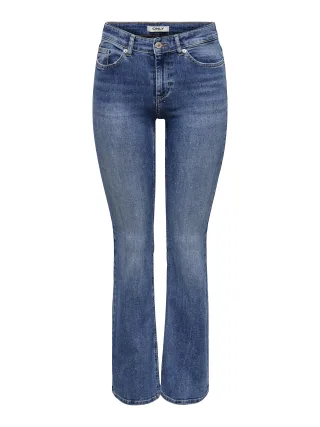 ONLY - ONLBLUSH MW FLA RHINESTON DNM TAI885NOOS Medium Blue Denim - Gr. - 32