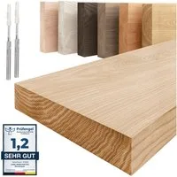 LAMO Manufaktur Wandregal Holz Gerade, Regal Farbe: Natur, Invisible: Schweberegal, 40 cm, Komplett-Set, 40mm stake Massivholzplatte