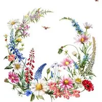 ti-flair Papierserviette, Servietten Papier 33x33cm 3-lag. mit Sommerblumen Motiv 20 Stück