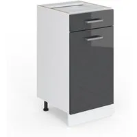 Vicco Unterschrank R-Line, Anthrazit Hochglanz/Weiß, 40 cm ohne Arbeitsplatte (1-St)