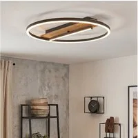 hofstein Deckenleuchte Deckenlampe aus Metall/Kunststoff in Schwarz/Holzoptik/Weiß, ohne Leuchtmittel, verstellbare Leuchte im Boho-Design, 24 Watt, 2900 Lumen