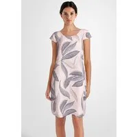 PEKIVESSA Sommerkleid Leinenkleid knielang kurzarm mit Blattmuster
