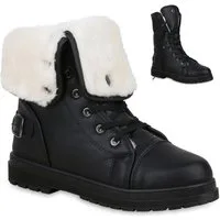VAN HILL 813745 Stiefelette Damen Worker Boots Aria Stiefeletten warm gefüttert Kunstfell