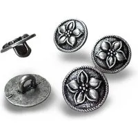 Hartmann-Knöpfe Knopf 1 Set (10 Knöpfe) kleine altsilber farben Metallknöpfe Enzian Motiv