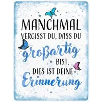 speecheese Metallschild Schmetterlinge Metallschild in 15x20 cm Manchmal vergisst du dass