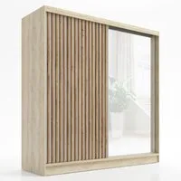 A&J MöbelLand GmbH Schiebetürenschrank LUNO 2-türiger Kleiderschrank mit Spiegel, Lamellen. (TOP ANGEBOT! Geräumiger Schrank mit einer Breite von 200 cm und Spiegel, ideal zur Aufbewahrung von Kleidung und Accessoires. TOP PRODUKT! Wählen Sie das ide
