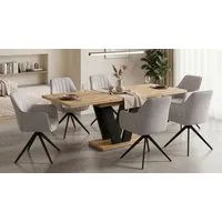 Endo-Moebel Essgruppe Essgruppe Esstisch ausziehbar 130/210cm mit 6 Stühlen Set Samt Bezug, (7-tlg)