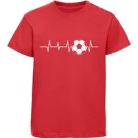 MyDesign24 T-Shirt Kinder Fussball Print Shirt - Herzlinie mit Fussball Bedrucktes Jungen und Mädchen Fussball T-Shirt i462