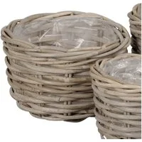 Posiwio Pflanzkübel Pflanzkorb BRIGHTON grau braun D26cm Rattankorb Kooboo Farmhouse Deko