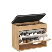 KOMTO Schuhregal Schuhbank mit Sitzfläche und Klappe