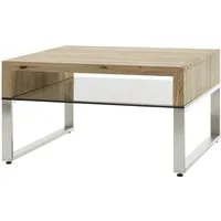 freiraum Couchtisch HILARY, Glasablage, Eiche, Massivholz - 70x39x70cm (BxHxT)