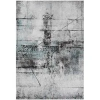 TaraCarpet Teppich Moderner Designerteppich TC-Fashion 6111 Vintage in grau, rot und blau, rechteckig, Höhe: 12 mm, Kurzflor Vintage blau Wohnzimmer Schlafzimmer Kinderzimmer 120x160 cm