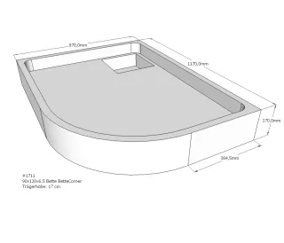 Neuesbad Wannenträger für Bette Corner 90x120x6,5 Viertelkreis SD22772